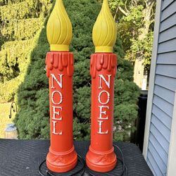 Vintage Christmas Blow Mold Candles Noel Outdoor Decorations