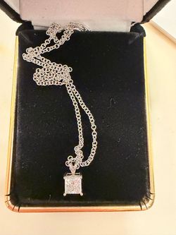 1.63 ct Princess Cut Diamond Solitaire Pendant Necklace