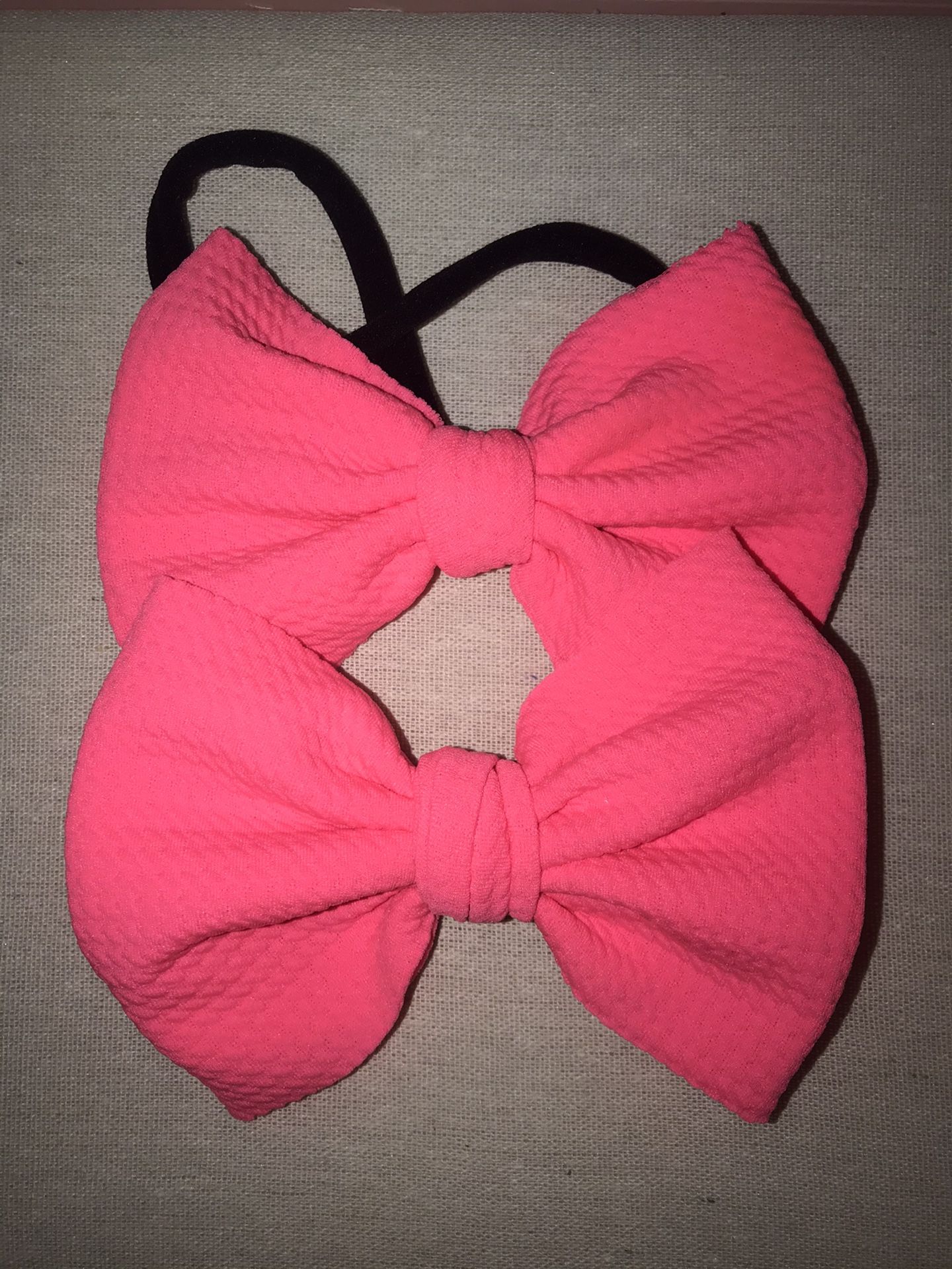 Neon pink bullet fabric bow