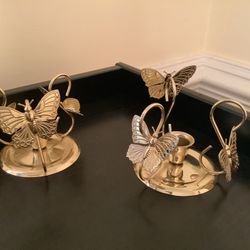Set Of Two Butterfly Candle Holders 