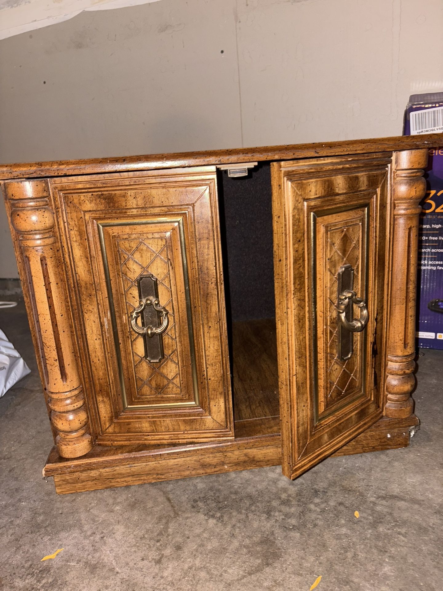 Vintage Wooden End Table with Storage
