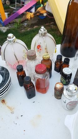 Antique glassware bottles and jars