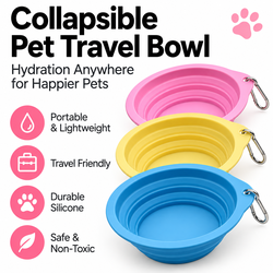 Collapsible Pet Travel Bowl for Dogs & Cats – 3 Colors