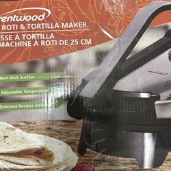 Brentwood Tortilla & Roti Maker 10” 25cm Diameter Non Stick Electric Adjustable Temperature New