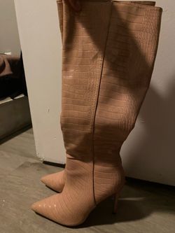 Pink leather boots