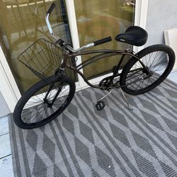 Schwinn Adult Brown Chrome Color New Seat And Detachable Basket 