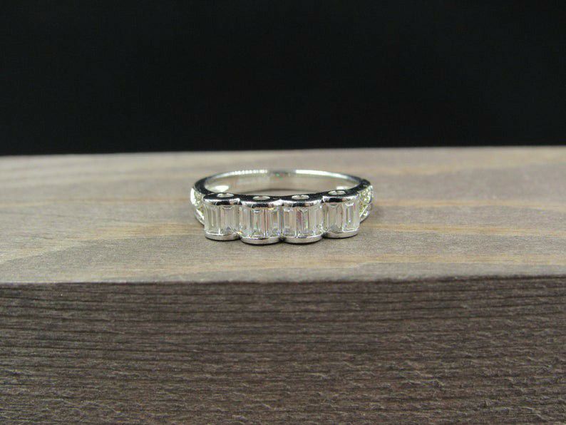 Size 6.25 Sterling Silver Jeulia CZ Diamond Band Ring Vintage Statement Engagement Wedding Promise Anniversary Cocktail Friendship