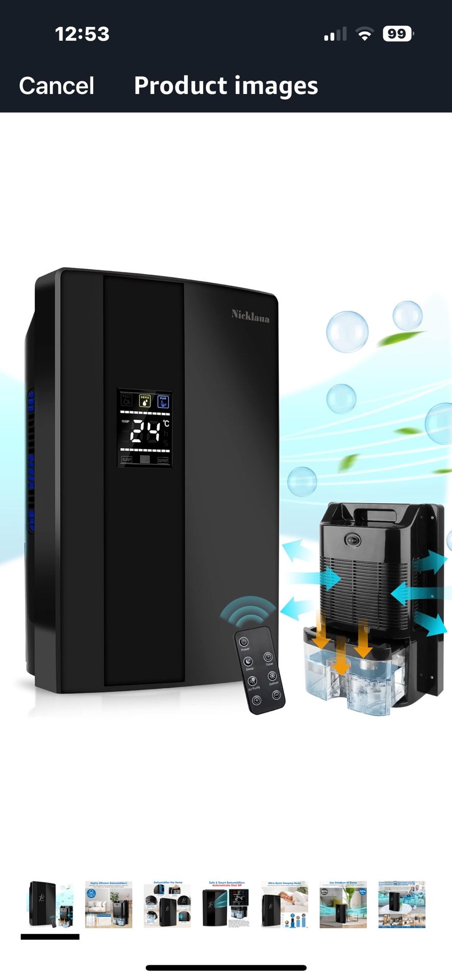 Brand New Dehumidifier For Home/ RV/Office, 7200 Cubic Ft Auto Shut Off, Air Purify, Defrost, 2200ML Tank, Remote Control