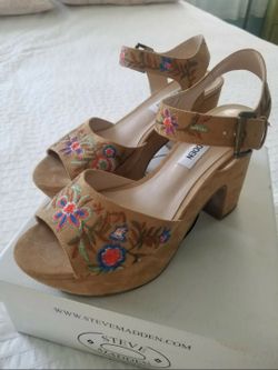 Steve Madden Leni Natural Platform Sandal Sz 8