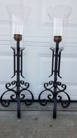 Heavy wrought iron candle holders