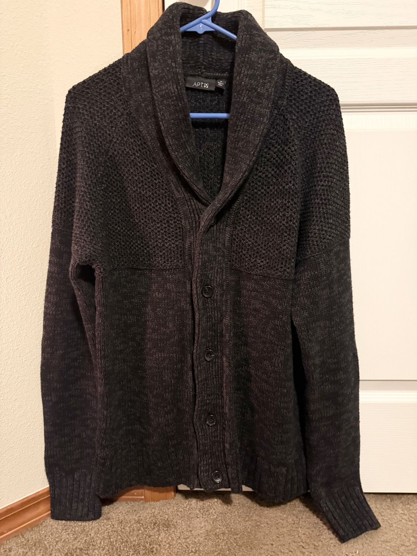 Apt.9 Men's Sweater Cardigan Size S Black Button up Knit Cotton Blend