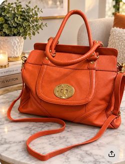 Emma fox Orange leather with gold hardware #handbag # are crossbody used great condition