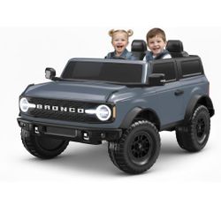 Kid Trax 12V Ford Bronco Ride-On Toy for Ages 3-7, Battery Powered, LED Headlights, FM Radio, MP3, Horn, 2-Seater, Max Weight 130 lb, 2 Speeds, Electr
