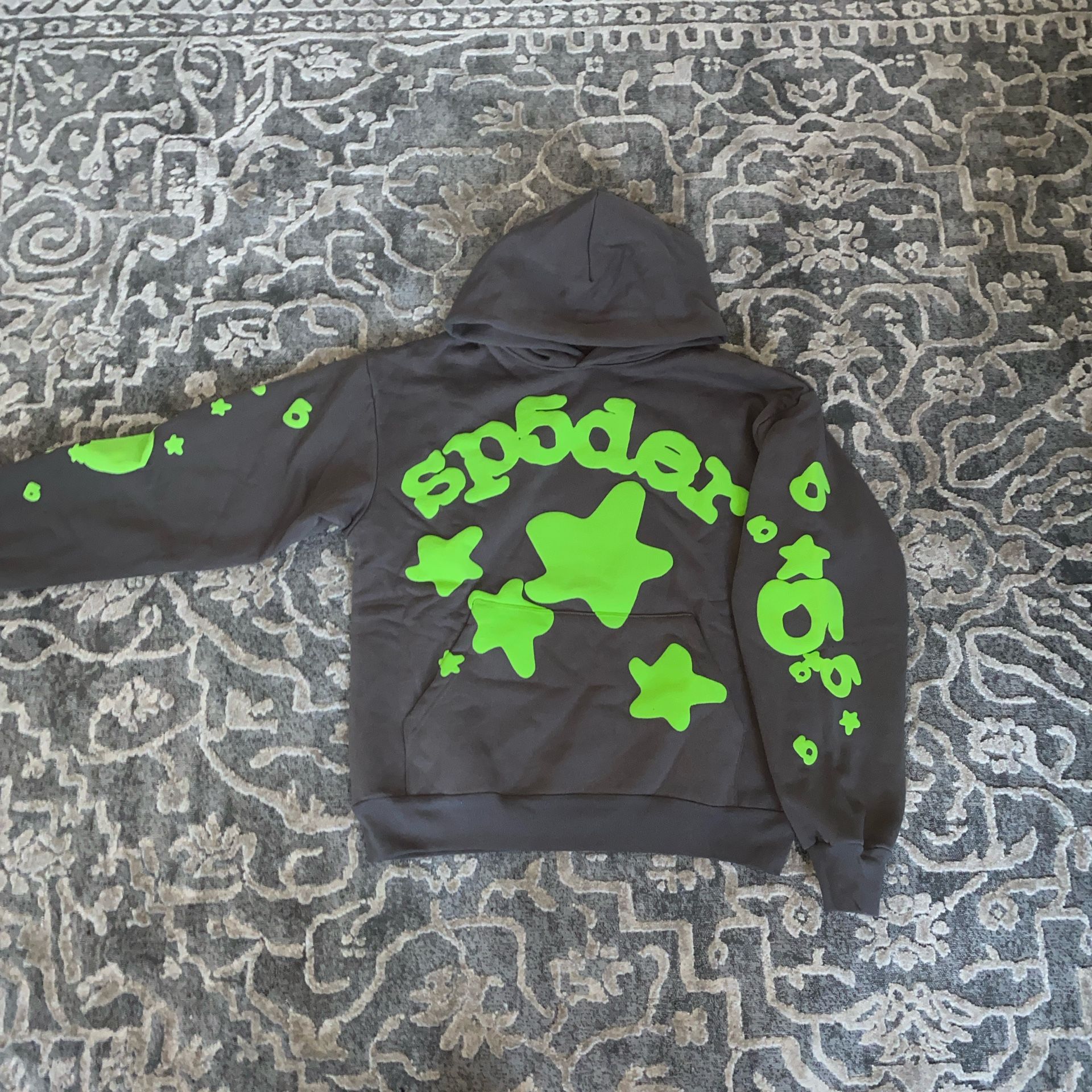 Grey and Green Stars Spider Hoodie