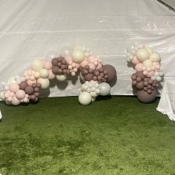 Balloon Garland Ready To Install Pink Taupe Ivory And White 