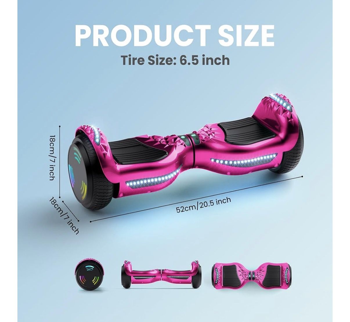 NEW Pink Electric LED Bluetooth Hoverboard Scooter