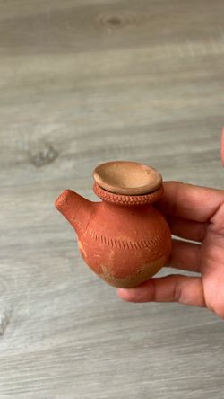 Small Handmade Terracotta Clay Pot with Lid