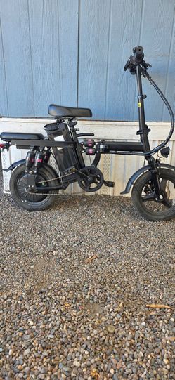 Black Electric Folding Bike with Dual Seat