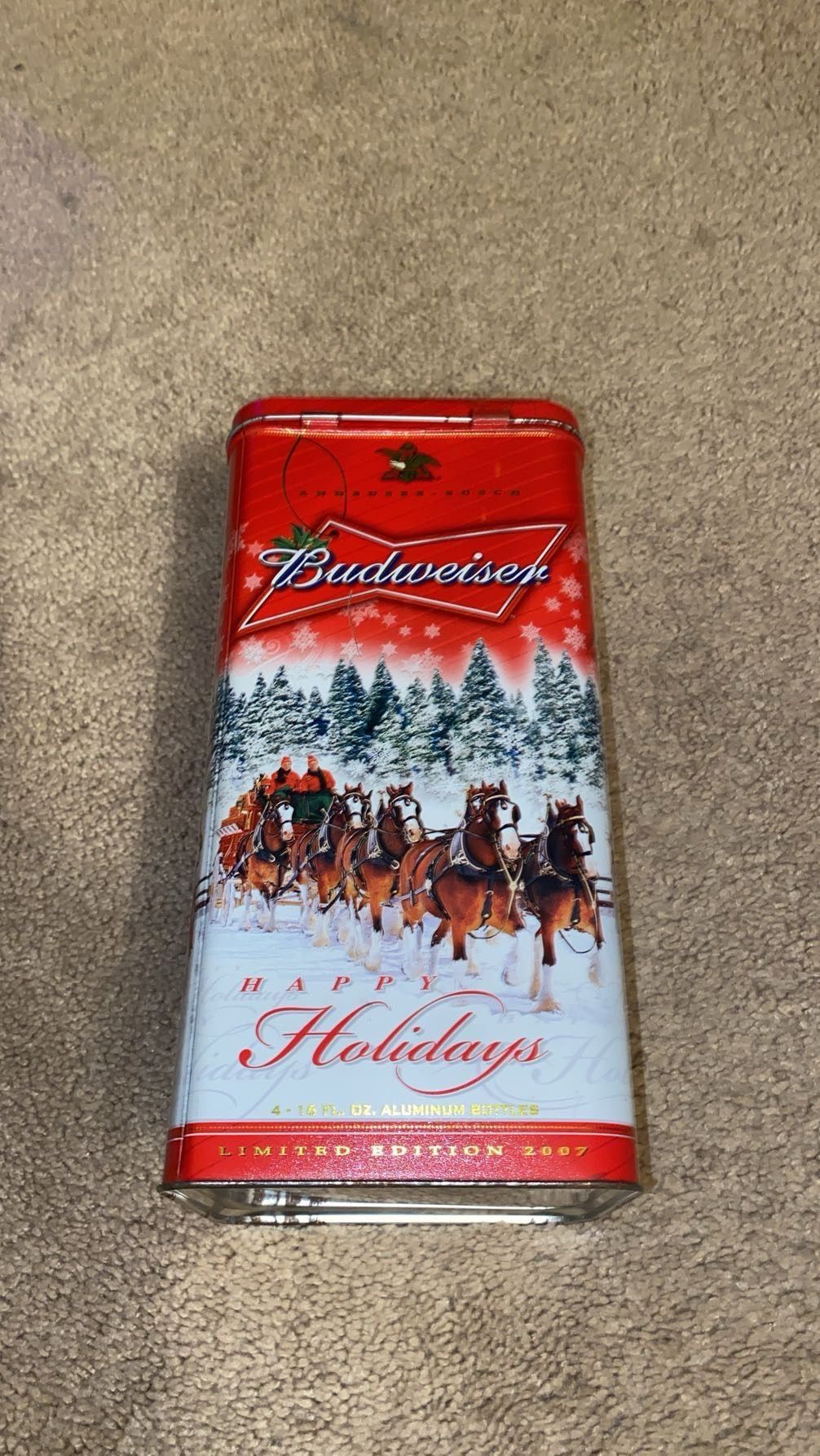 Budweiser Holiday Collectible Tin&full Bottles