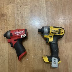 Milwaukee And Dewalt Impact Driver 1/4