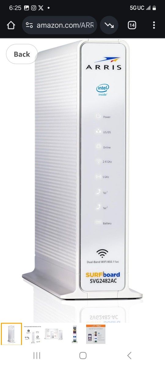 ARRIS SURFboard SVG2482AC DOCSIS 3.0 Cable Modem & AC2350 Wi-Fi Router , Comcast Xfinity Internet & Voice , Four 1 Gbps Ports