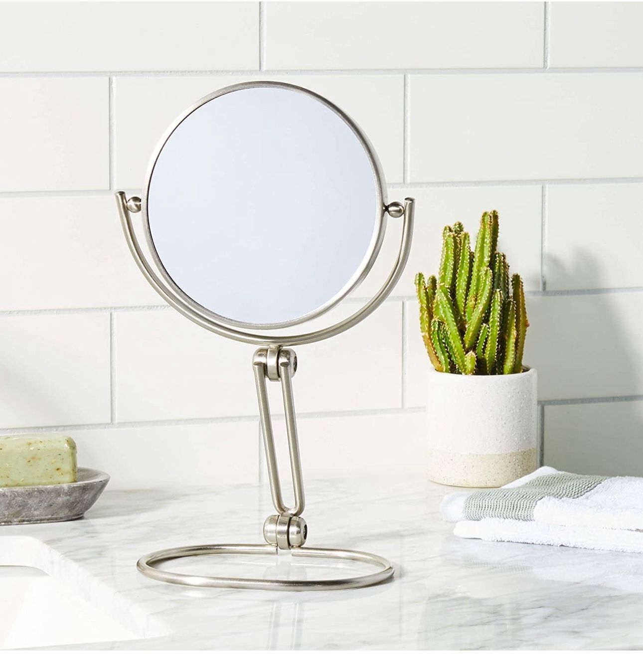 JERDON Compact Magnifying Mirror - Folding 5.5" Travel Mirror with 10X & 1X Magnification - Model MC450N