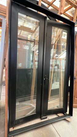 Black Aluminum clad French Door with Glass Panels 60x96