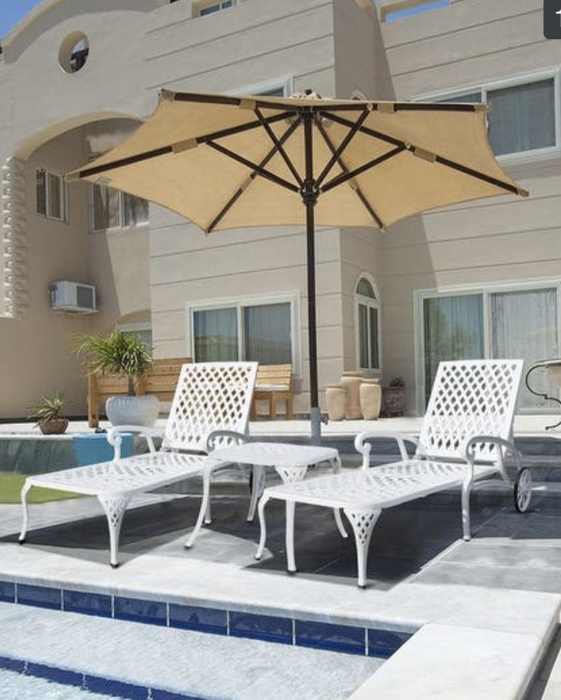 Set Of Two Cast Aluminum Chaise Lounges