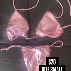 Pink metallic bikini size small