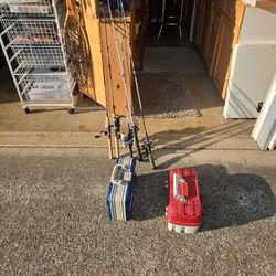 Fishing Trout Tackle Box Plus Rod Combos 