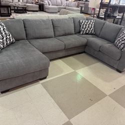 AP🎉 Gray 3 Piece Oversized Sectional Couch With Chaise// Fast Delivery & Financing 