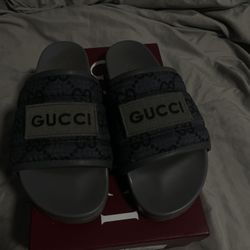Grey Gucci Slides