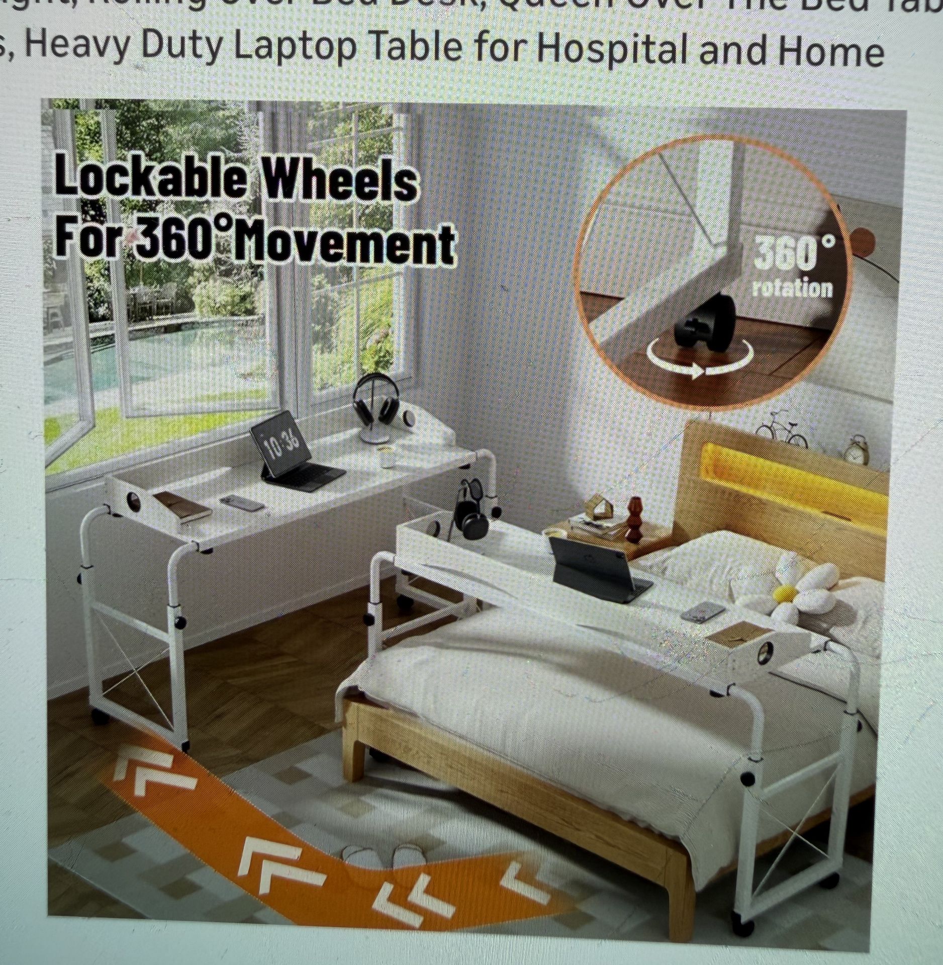 Overbed White Table Queen/Full/Twin