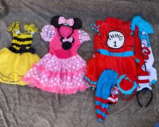 Bundle (3) Girls Dress Up Costume outfit, Mouse Bumblebee Thing 1 Accessories