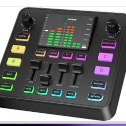 Pupgsis Gaming Audio Mixer, Usb Audio Interface for pc,1/4 xlr interface，Sound Board With voice changer, Pro-Preamp, Noise Cancellation, RGB, Bluetoot