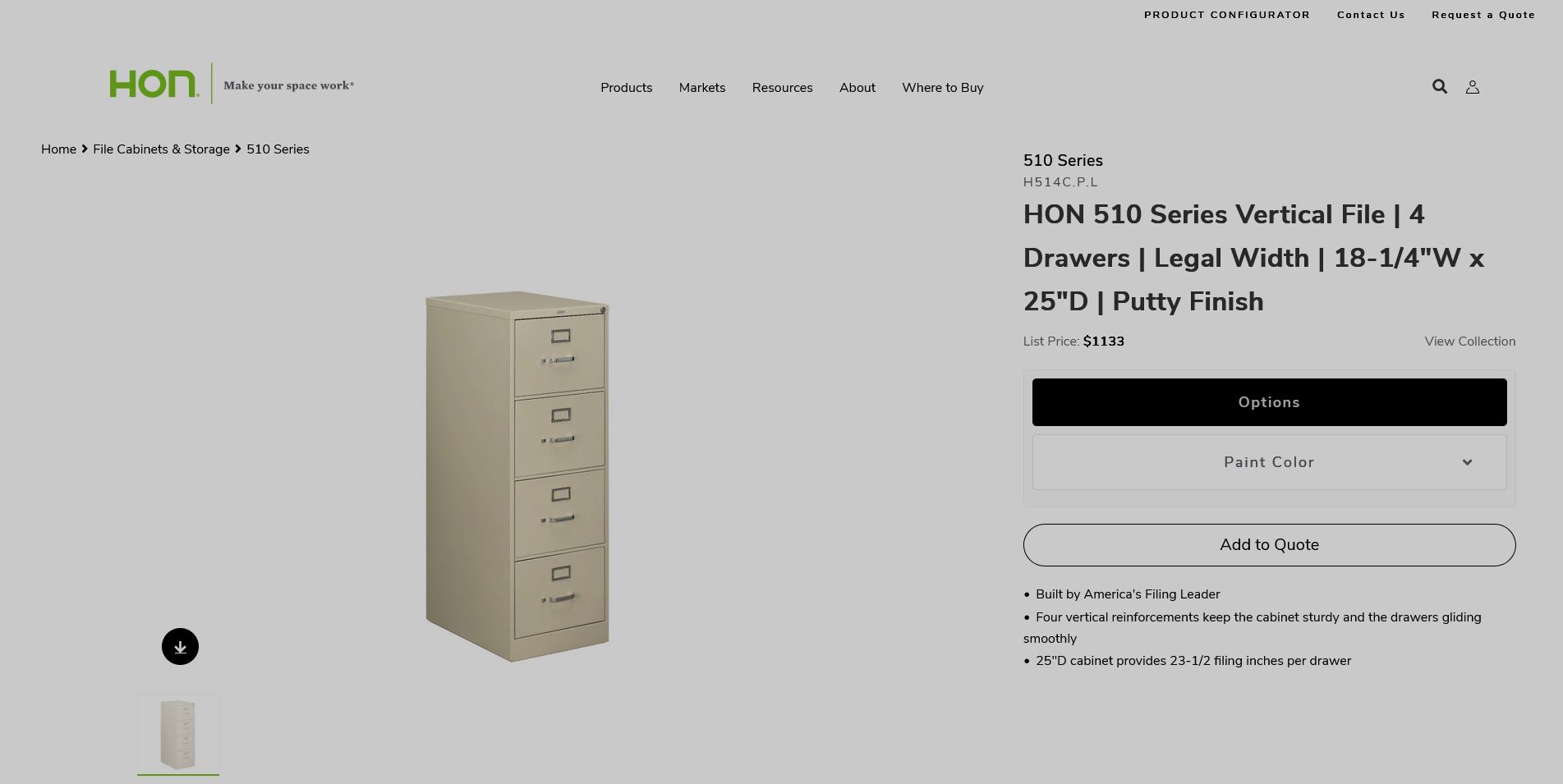 HON 510 Series Vertical File 🗄️ | 4 Drawers | Legal Width