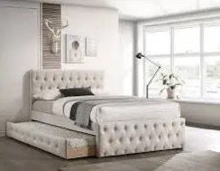 Full twin size light brown trundle with ortho mattress