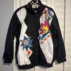 VTG LATE 80s EARLY 90s SAINT GERMAN MULTICOLOR WINDBREAKER SIZE M FITS OVERSIZED 