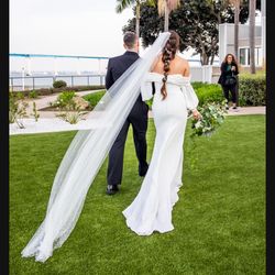 Ivory Tulle Pearl Veil
