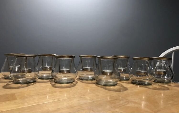 Gold glass candle holders