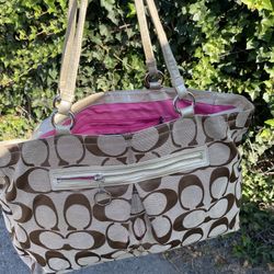 Coach Brown And Pink Tote bag 