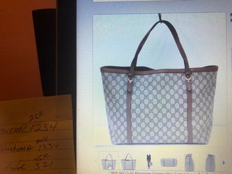 Authentic Gucci GG monogram Supreme Canvas Tote Handbag