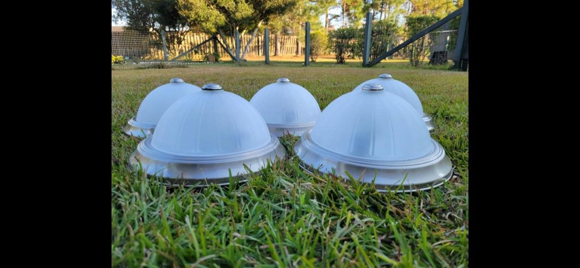 4 Dome Ceiling Light Fixtures – Brushed Nickel Finish, Frosted Glass Shades