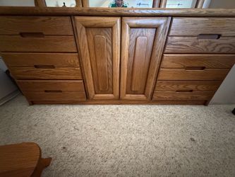 Oak Wood Dresser with Mirror