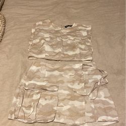 Camo Shirt And Wrap Skirt- Zara