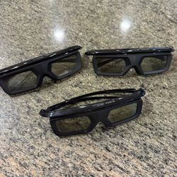 (3) Sharp AN-3DG40 Active 3D Glasses OEM for Sharp Aquos TV Untested Black