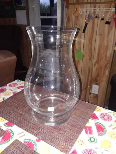 Large 14" Clear Glass Vase, 15. 