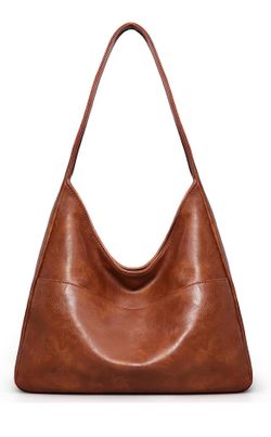 Hobo Bags for Women Leather Shoulder Bag Slouchy Purse Daily Use Everyday purse, Soft Leather Tote Handbag, Fit 11inch Pad, Key Clip, Widen Shoulder S