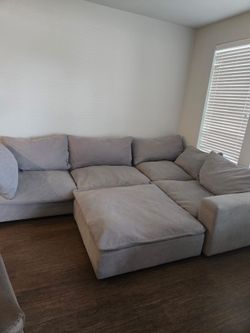 Light Sectional Sofa with Ottoman