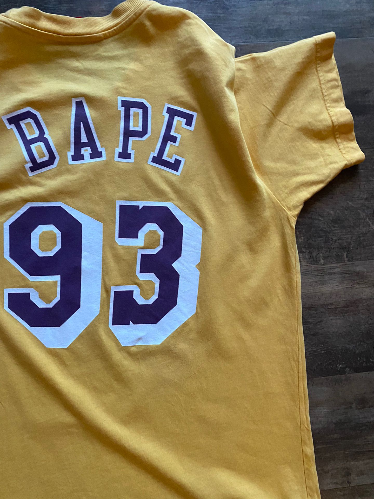 New Mens Bape / store Lakers / Mitchell & Ness Gold Shirt Size XL